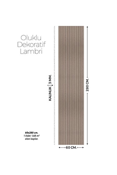 Brano Bej Desenli Duvar Lambiri 60x280 Cm-Kendinden Yapışkanlı