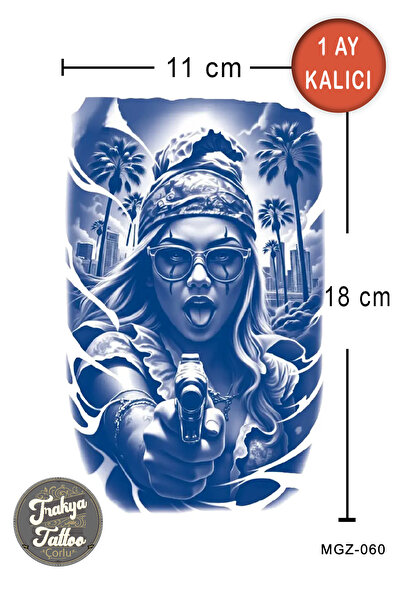 Trakya Tattoo 1 Ay Kalıcı Dövme Yarım Kol Gagster Kız Geçici Dövme