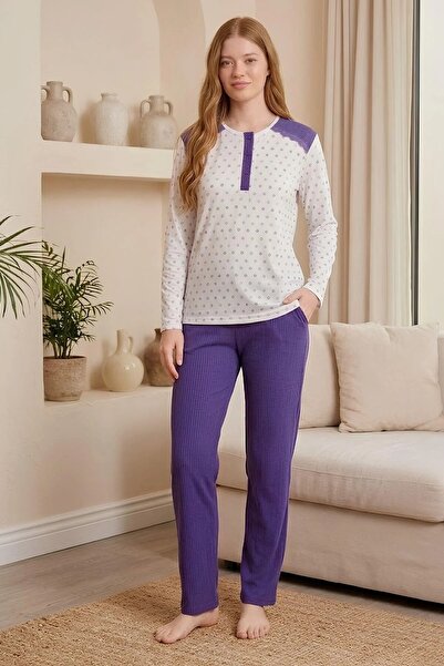 Mecit Pijama Σετ γυναικείας πιτζάμας από ύφασμα Melisa με μακρύ μανίκι και γι...