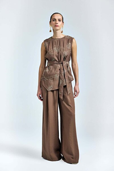 Sateen Παντελόνι Dina - Καφέ