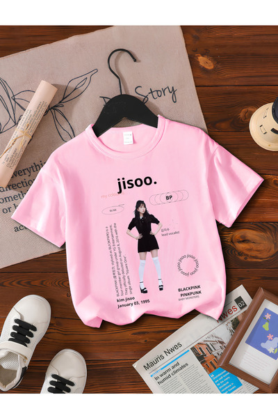 MAGORS تيشيرت JISOO من BLACKPINK مطبوع 100% قطن بقصة عادية للأطفال والمراهقين