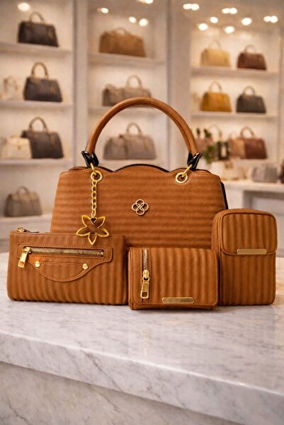 YADE MODA Women's 4-Piece Combination Set: Shoulder Bag, Wrist Strap Bag, Car...