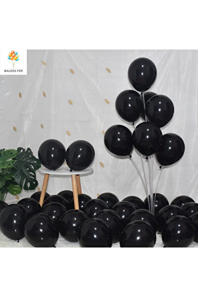 baloss fer Siyah Balon Seti 10’lu Parlak Şık Dayanıklı Parti Doğum Günü Süsle...