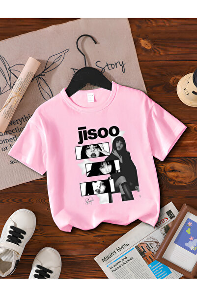 MAGORS تيشيرت JISOO من BLACKPINK مطبوع 100% قطن بقصة عادية للأطفال والمراهقين
