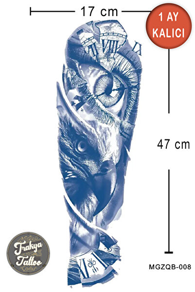 Trakya Tattoo 1 Ay Kalıcı Dövme Tam Kol Geometrik Yunan Motifleri Geçici Dövme