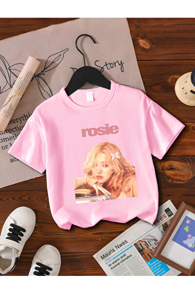 ROSE FROM BLACKPINK PRINTED 100% COTTON REGULAR MOLD CHILDREN AND YOUNG TSHIRT
