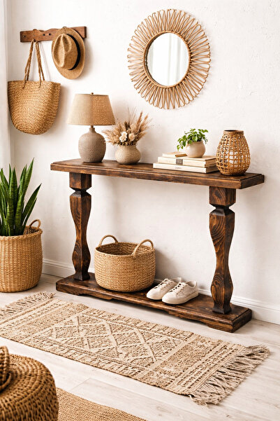 FeyzaDesign Masif Ahşap Eskitme Dresuar 100x20x90 cm - Kolay Kurulum
