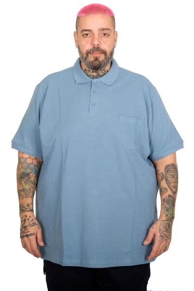 ModeXL Tricou polo MODE XL 20550 albastru cu buzunar