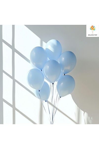 baloss fer Açık Mavi Balon Seti 10’lu Parlak Pastel Renk Dayanıklı Parti Doğu...