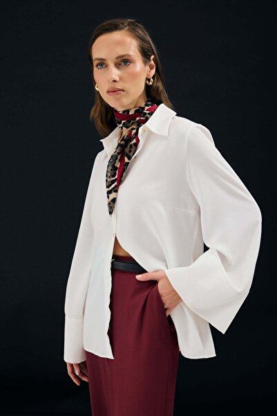 Sateen Ισπανικό πουκάμισο με μανίκια - Εκρού