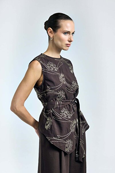 Sateen Μπλούζα Ντίνα - Σκούρο Καφέ