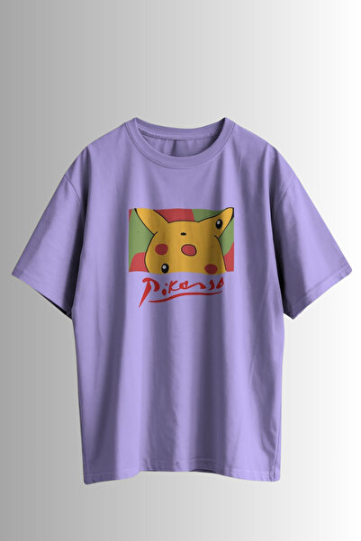 Ninkasiwear Pikachu Pikasso Printed Unisex Oversize 24/1 100% Cotton T-Shirt