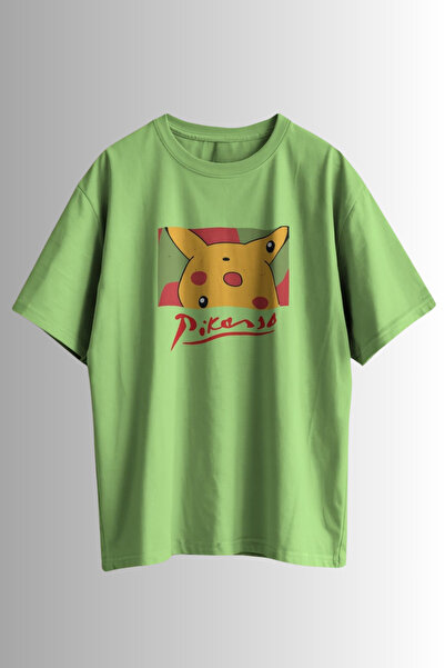 Ninkasiwear Pikachu Pikasso Printed Unisex Oversize 24/1 100% Cotton T-Shirt