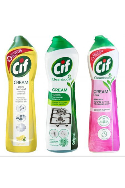 Cif Συσκευασία 3x Κρέμα Καθαρισμού Cleanboost (Λεμόνι, Κλασικό, Ροζ)