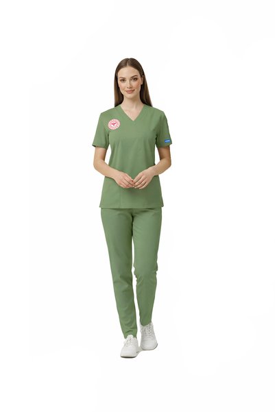 Pozitif Üniforma Surgical Green Operating Room Services Uniform Positive Lycra Scrubs Set (Compliant with New Regulations)
