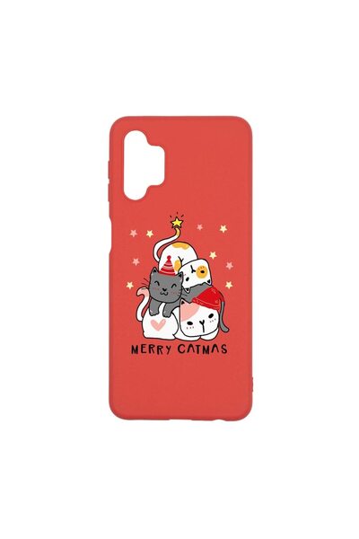 bestcase Θήκη σιλικόνης, Συμβατή με Samsung Galaxy A32 5G, Merry Catmas, ανθε...
