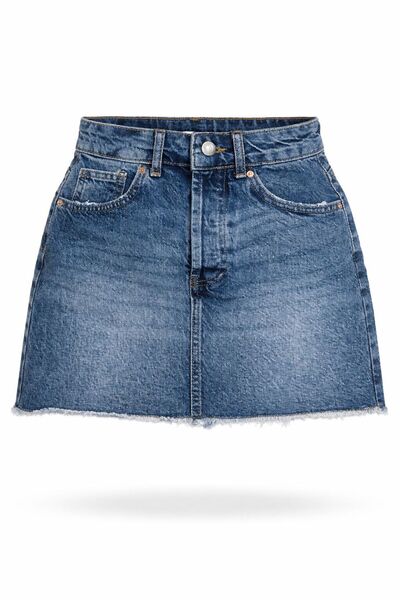 Perryes Kadın Mavi Jean Mini Etek