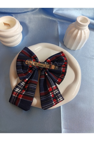 CSAYMODA Plaid Blue Bow Clasp