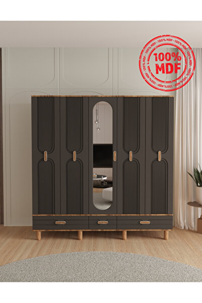 Teen & Bright VENÜS 5 KAPAKLI ÇEKMECELİ GARDIROP - TAMAMI MDF