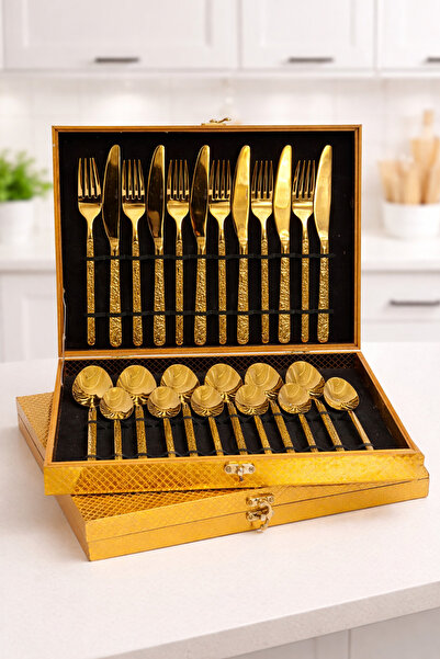 OEM Σετ μαχαιροπίρουνα από χρυσό ανοξείδωτο ατσάλι, πολυτελής επεξεργασία, 24...