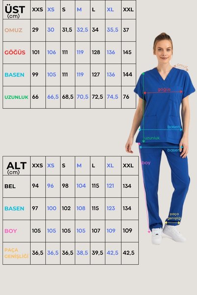 Pozitif Üniforma Alaska Blue Doctor's Uniform Positive Lycra Scrubs Set (Compliant with New Regulations – Alaskan)