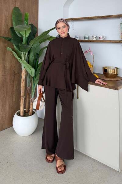 Şulemoda Giyim Σετ παντελονιού Flow σε καφέ χρώμα