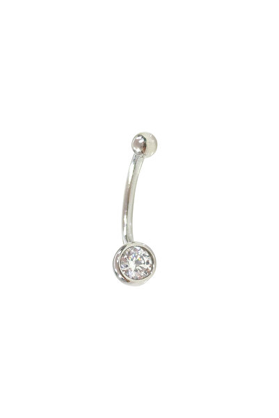 Güler Yüzlü Silver İTHAL 6 MM SIVAMA TEKTAŞ GÜMÜŞ GÖBEK PIERCING