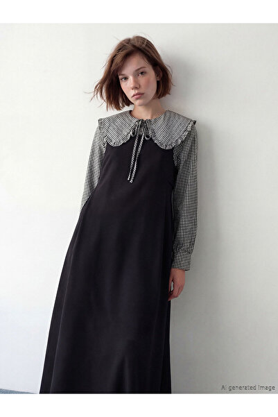 LC Waikiki Lcw Modest Black Square Neck Gilet Dress with Nevavm Difference - ...