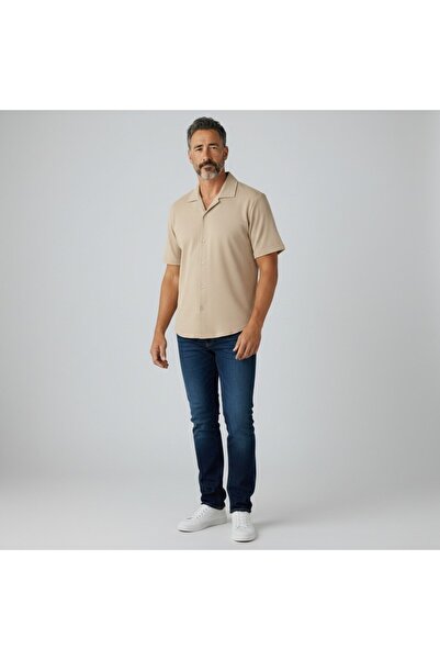 WALKONT Metropolitan 26108 Beige Men's Short Sleeve Shirt