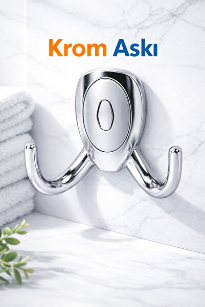 DESIPHON Krom Askı Çiftli Metal Vestiyer Askısı Duvar Askılığı Elbise Mont Ça...