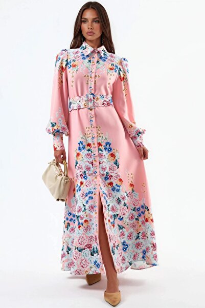 Hiccup Φλοράλ μάξι φόρεμα με κουμπιά MSN