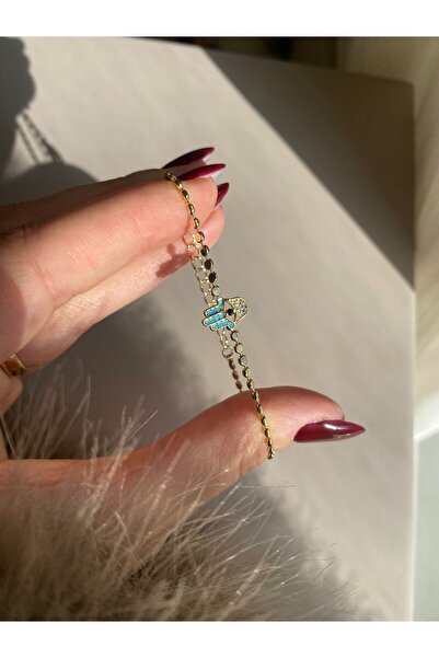 Niceboutique Gold Mavi Ana Çelik Bileklik
