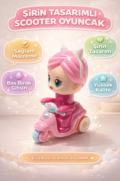 cayenna Sevimli Tasarımlı Bas-Bırak Scooter Oyuncak – Çocuklar İçin Eğlenceli...