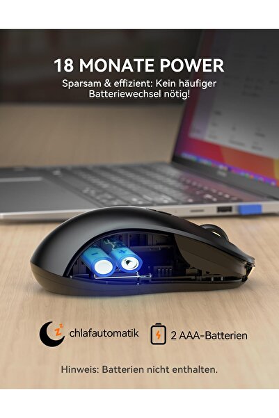 TECKNET Ασύρματο ποντίκι τριών λειτουργιών Bluetooth 5.0/3.0 και 2.4G 4800 DP...