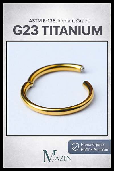 MAZEN Gold Titanyum Tam Halka Clicker Piercing | Beden Seçenekli | G23 Premium Seri