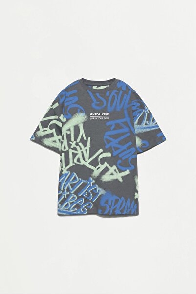 LEFTIES Grafiti baskılı t-shirt