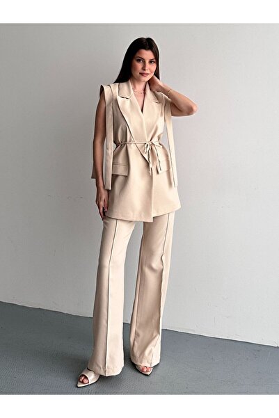 moda çağdaş Σετ Velora Αμάνικο Γιλέκο με Δέσιμο