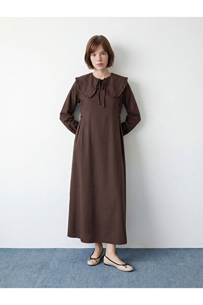 LC Waikiki Lcw Modest Brown Square Neck Gilet Dress with Nevavm Difference - ...