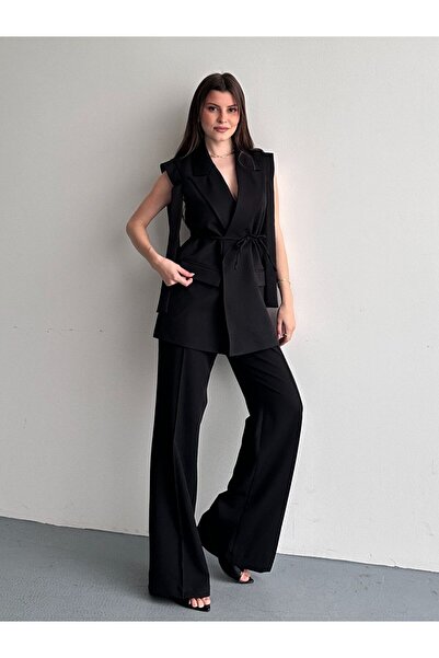 moda çağdaş Σετ Velora Αμάνικο Γιλέκο με Δέσιμο