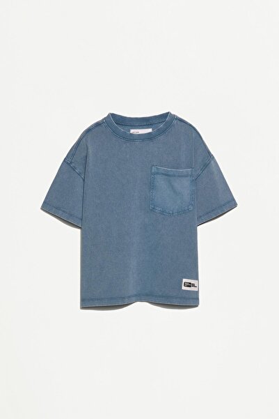 LEFTIES Soluk efektli kalın jarse t-shirt