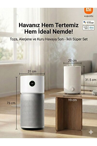 Xiaomi Çift Etkili Sensörlü 125 Metrekare Geniş Etki Alanlı Hava Temizleme Ma...