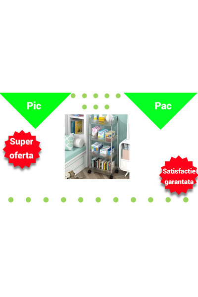 OEM Carucior Mobil Organizator cu 4 Rafturi - 40x28.5x95cm - Design Modern