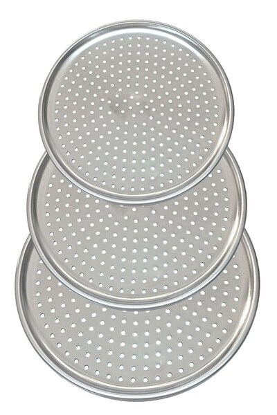 Lumindra مجموعة من 3 صواني بيتزا فاخرة مثقوبة Lahmacun Pita Tray 28-32-36 سم