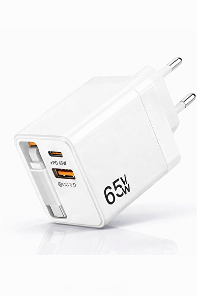 CaseTechnoo 65W Hızlı Şarj Cihaz Dahili Type-C Kablolu, PD 65W + USB 18W Çift...