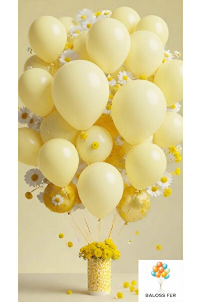 baloss fer Makaron Sarı Balon Seti 10’lu Dayanıklı Şık Parti Doğum Günü Dekor...