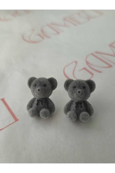 GAMBU Velvet Textured Teddy Bear Design Women's Stainless Steel Stud Earrings