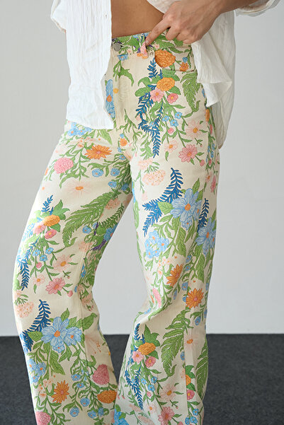 ASEDE Εισαγόμενο ύφασμα E Με έθνικ μοτίβο Τζιν παντελόνι με ψηλή μέση και φαρ...