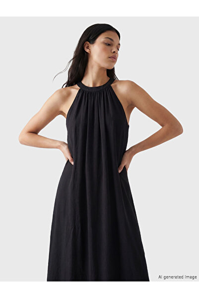 LC Waikiki NEVAVM με τη διαφορά LCW Vision Μαύρο φόρεμα με κορδόνι σε γραμμή ...