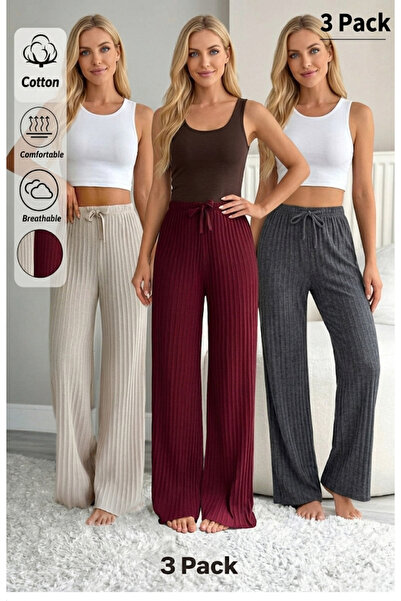 Sashaa Collection بنطلونات وسراويل رياضية مريحة للنساء، 3 قطع، مطاطية ومناسبة...