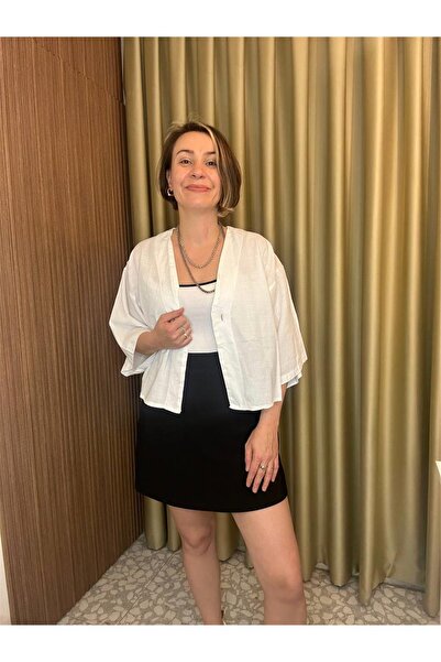 MU&ME BOUTİQUE БЛУЗ ЕДНОКУЧЕВАНА С ЕДИН КОПЧАТЕЛ, ЛЕН, НАТУРАЛЕН ПЛАТ